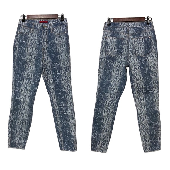 Jennifer Lopez Snakeskin High Rise Cropped Denim Jeans Blue - Picture 11 of 13